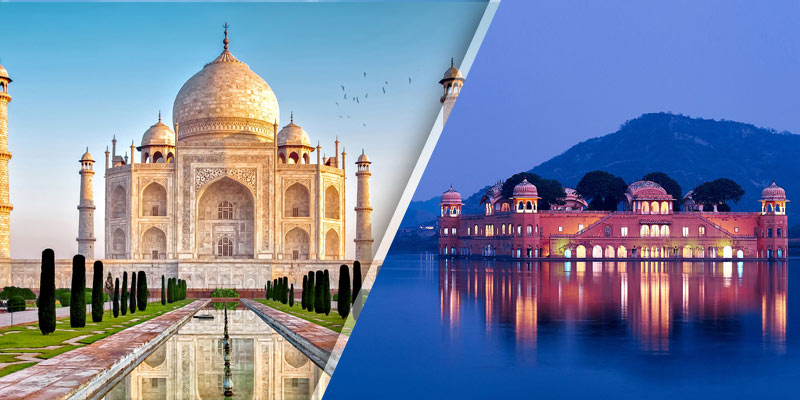 popular india locations taj mahal in agar and jal mahal in Jaipur